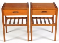 Lot 82 - A pair of mid 20th Century teak bedside tables,...
