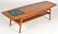 Lot 100 - A Danish teak coffee table, with part tiled...