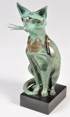 Lot 153 - Baranite: a modern bronze sculpture of a cat,...