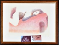 Lot 222 - *Damien George Girl reclining on a sofa signed...
