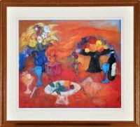 Lot 228 - *After Ann Oram ''Red still-life with fruit...