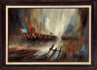 Lot 366 - *John Bampfield A Cavalry Charge signed oil on...