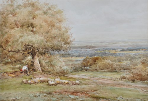 Lot 104 - Claude Hayes (1852-1922) A broad landscape...
