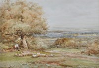 Lot 104 - Claude Hayes (1852-1922) A broad landscape...