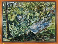 Lot 130 - 20th Century British School A waterfall in a...