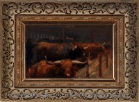 Lot 167 - Donald Wood ( -1953) Highland cattle at market...