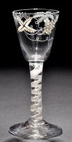 Lot 206 - An enamelled wine glass of the Beilby type but...