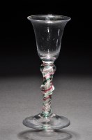 Lot 210 - A colour twist wine glass, the bell bowl...