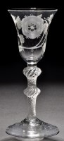 Lot 220 - A large Jacobite wine glass, the bell bowl...