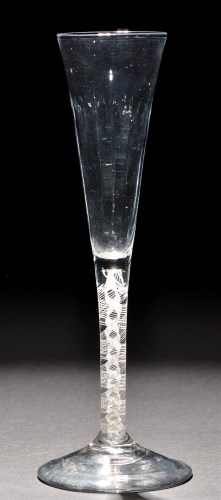 Lot 280 - A ratafia glass, the elongated funnel bowl...