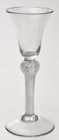 Lot 289 - Air twist wine glass, the bell-shaped bowl on...