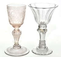Lot 291 - Engraved Bohemian glass goblet, the round...