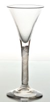 Lot 302 - Opaque twist wine glass, drawn trumpet bowl...