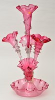 Lot 311 - Giltmetal mounted cranberry glass epergne, the...