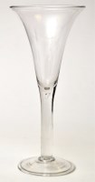 Lot 314 - Massive drawn trumpet wine glass, plain stem...