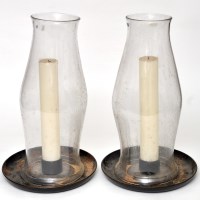 Lot 317 - Large pair of glass candle guards, with folded...