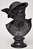 Lot 365 - Wedgwood black basalt bust of Mercury, 19th...