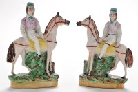 Lot 369 - Pair of Staffordshire 'Equestrian' flat back...