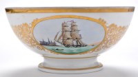 Lot 370 - 'Elsinore Marine' bowl, painted with vessel in...