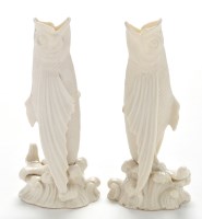 Lot 376 - Pair of Belleek 'First Period' fish spill...