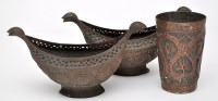 Lot 398 - Pair of Indo-Persian kashkuls, of boat shape,...