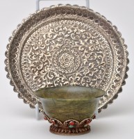 Lot 400 - Indian jade and white metal cup, the...