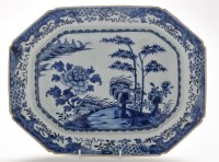 Lot 407 - Chinese blue and white serving dish, painted...