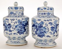 Lot 425 - Pair of Chinese blue and white vases and...