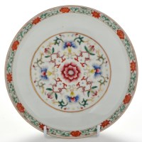 Lot 436 - Chinese Famille Rose saucer dish, central...