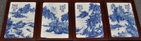 Lot 452 - Set of four Chinese blue and white tile panels,...