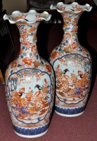 Lot 460 - Large pair of Japanese vases, ovoid shaped...