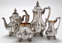 Lot 495 - A Victorian four-piece tea and coffee service,...