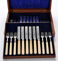 Lot 514 - A set of twelve silver and ivory handled fruit...