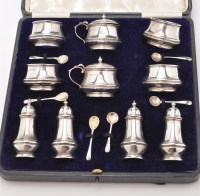 Lot 524 - A George V ten piece condiment set, by Deakin...