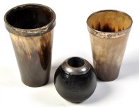 Lot 534 - Two 19th Century horn beakers with silver...