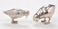 Lot 540 - A silver German bird ornament, bears hallmark...