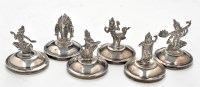 Lot 551 - A set of six Siamese white metal menu holders,...