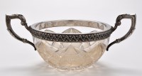 Lot 557 - A Russian cut glass and silver mounted two...