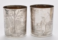 Lot 559 - A pair of late 19th Century Russian beakers,...