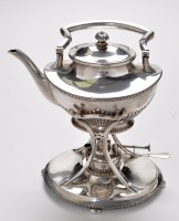 Lot 562 - A German 800 standard tea kettle-on-stand, the...