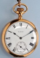 Lot 578 - Elgin: a gentleman's 14k. open faced crown...