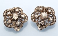 Lot 609 - A pair of 19th Century rose cut diamond ear...