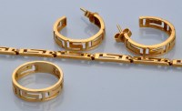 Lot 663 - An 18ct. yellow gold suite of Greek key...