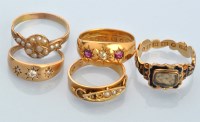 Lot 671 - A collection of 19th Century rings, to include:...