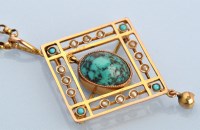 Lot 696 - An Edwardian turquoise and seed pearl...