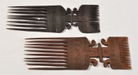 Lot 766 - Two carved wooden combs from the Swahili...