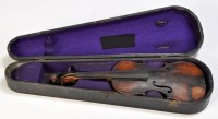 Lot 780 - A violin, possibly German, 19th Century, the...