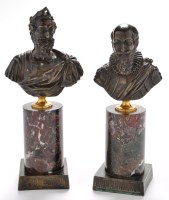 Lot 794 - Two French bronze busts depicting Henri IV and...