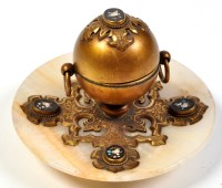 Lot 803 - A 19th Century gilt metal inkwell, of...