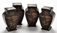 Lot 817 - Four late 19th Century Toleware canisters, of...